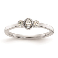 Load image into Gallery viewer, 14k White Gold Beaded Edge Petite 3-Stone 1/8 carat Oval Diamond Complete Promise/Engagement Ring
