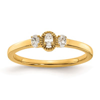 Load image into Gallery viewer, 14k Beaded Edge Petite 3-Stone 1/8 carat Oval Diamond Complete Promise/Engagement Ring
