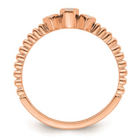 Load image into Gallery viewer, 14k Rose Gold Scalloped Band Petite 3-Stone 1/15 carat Round Diamond Complete Promise/Engagement Ring
