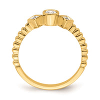 Load image into Gallery viewer, 14k Scalloped Band Petite 3-Stone 1/4 carat Round Diamond Complete Promise/Engagement Ring
