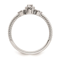 Load image into Gallery viewer, 14k White Gold Roped Band Petite 3-Stone 1/15 carat Round Diamond Complete Promise/Engagement Ring
