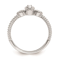 Load image into Gallery viewer, 14k White Gold Roped Band Petite 3-Stone 1/15 carat Oval Diamond Complete Promise/Engagement Ring
