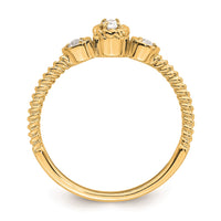 Load image into Gallery viewer, 14k Roped Band Petite 3-Stone 1/15 carat Oval Diamond Complete Promise/Engagement Ring
