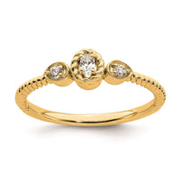 Load image into Gallery viewer, 14k Roped Band Petite 3-Stone 1/15 carat Oval Diamond Complete Promise/Engagement Ring

