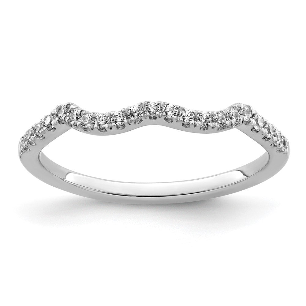 14k White Gold 1/8 carat Diamond Contoured Complete Wedding Band