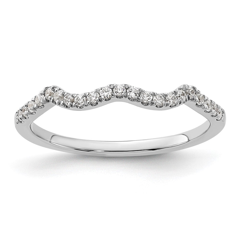 14k White Gold 1/6 carat Diamond Contoured Complete Wedding Band