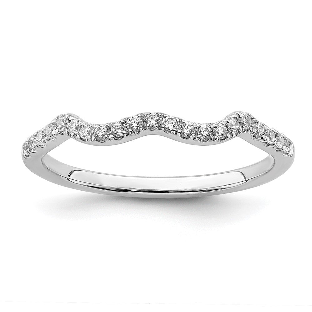 14k White Gold 1/8 carat Diamond Contoured Complete Wedding Band