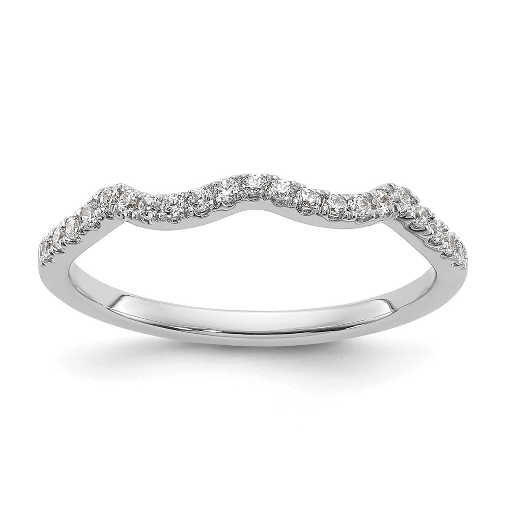 14k White Gold 1/6 carat Diamond Contoured Complete Wedding Band