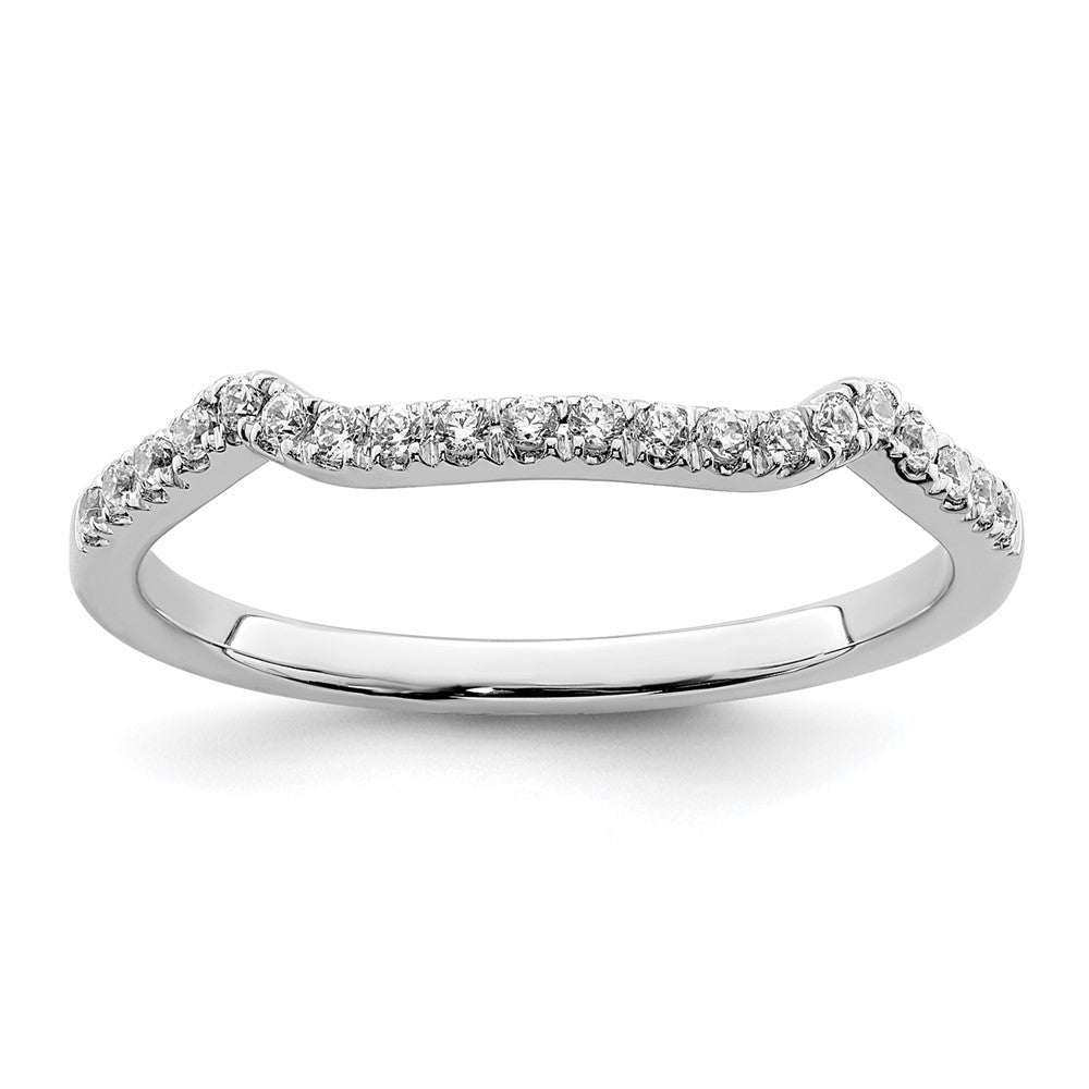 14k White Gold 1/8 carat Diamond Contoured Complete Wedding Band