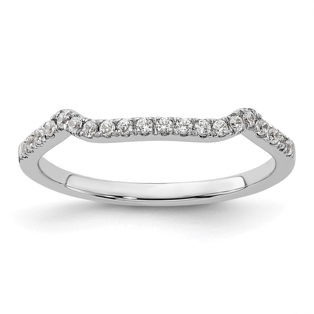 14k White Gold 1/6 carat Diamond Contoured Complete Wedding Band