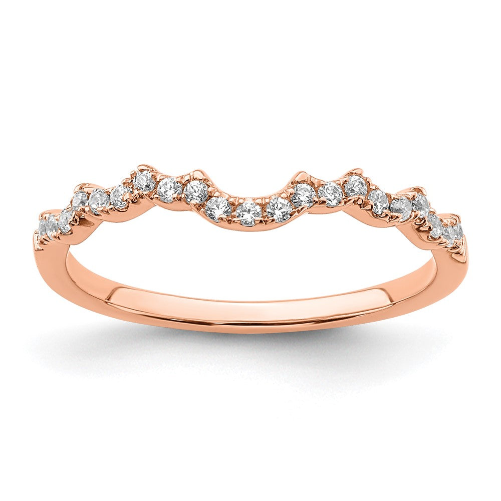 14k Rose Gold 1/5 carat Diamond Contoured Complete Wedding band