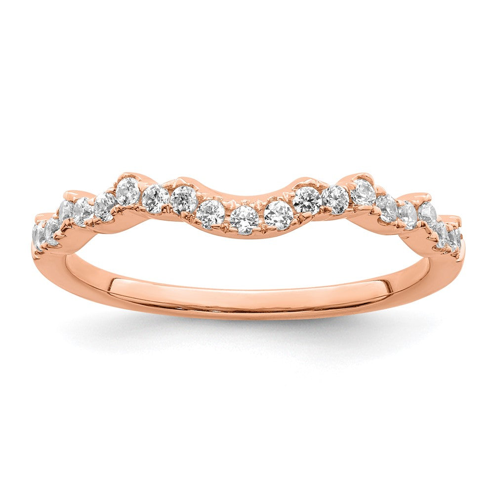 14k Rose Gold 1/4 carat Diamond Contoured Complete Wedding band
