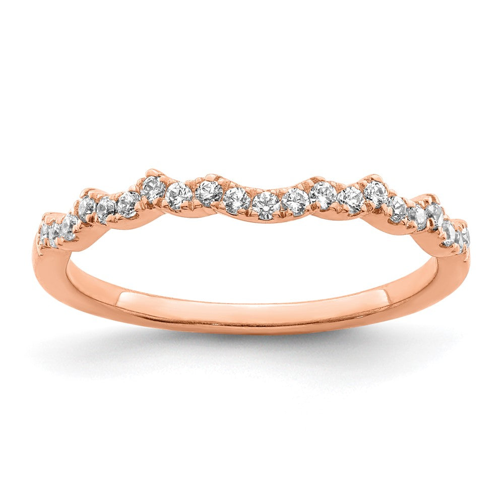 14k Rose Gold 1/5 carat Diamond Contoured Complete Wedding band