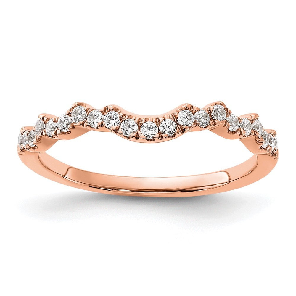 14k Rose Gold 1/4 carat Diamond Contoured Complete Wedding band