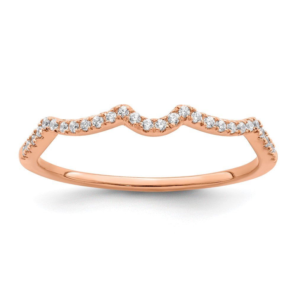 14k Rose Gold 1/15 carat Diamond Contoured Complete Wedding Band