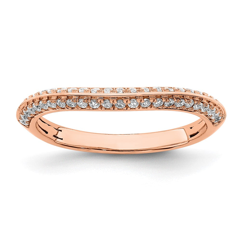 14k Rose Gold 1/4 carat Diamond Contoured Complete Wedding band