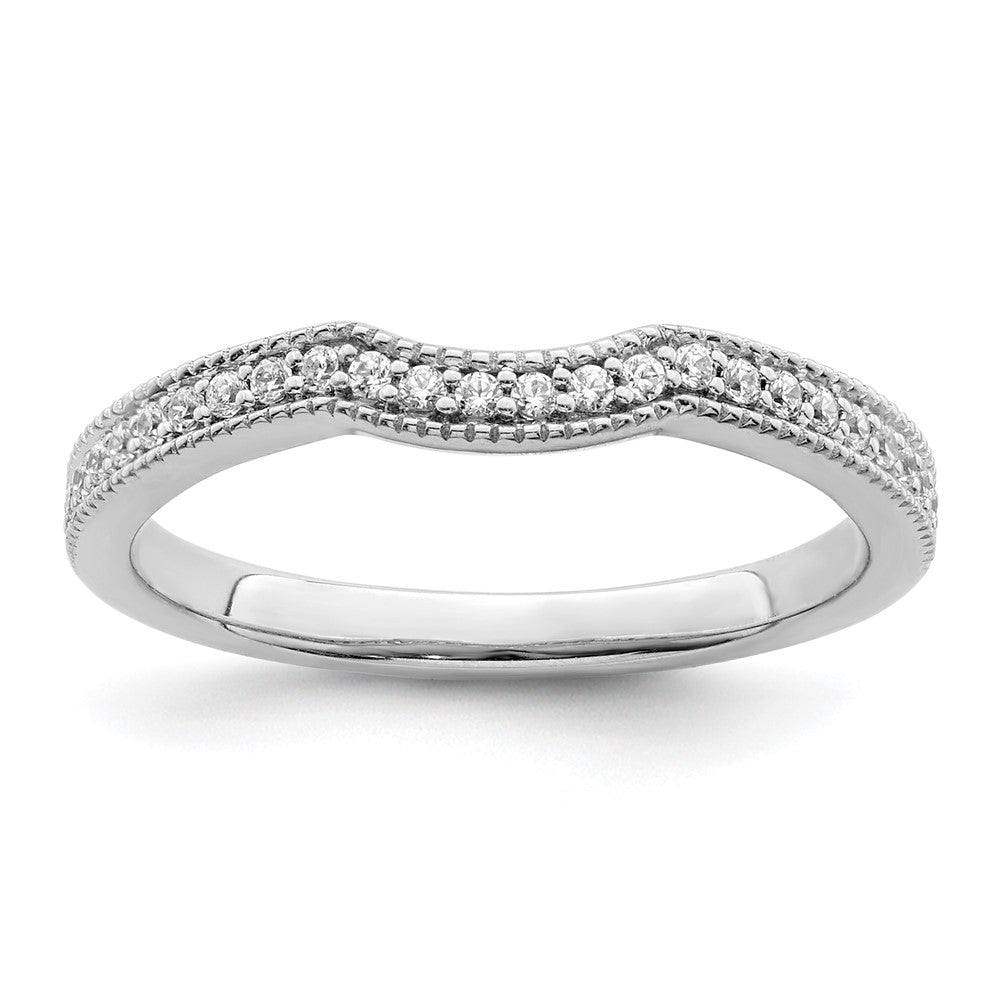 14k White Gold 1/8 carat Diamond Contoured Complete Wedding Band