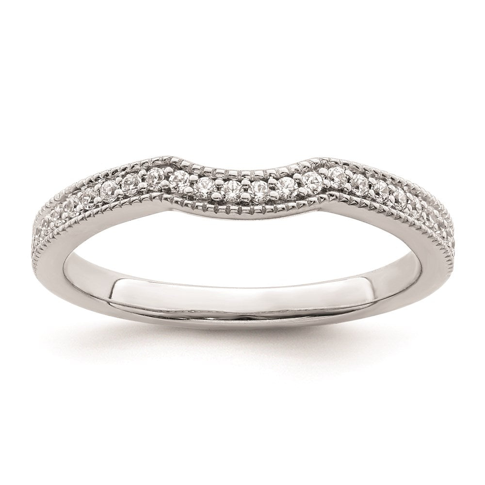 14k White Gold 1/8 carat Diamond Contoured Complete Wedding Band