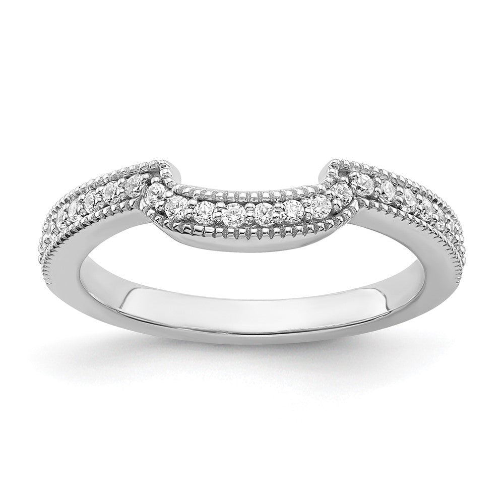 14k White Gold 1/6 carat Diamond Contoured Complete Wedding Band