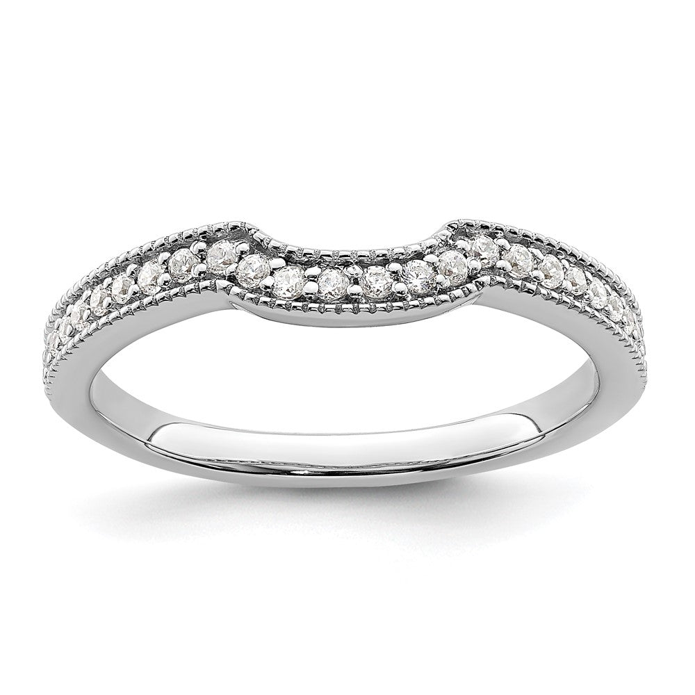 14k White Gold 1/6 carat Diamond Contoured Complete Wedding Band