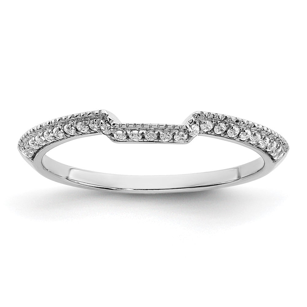 14k White Gold 1/8 carat Diamond Contoured Complete Wedding Band