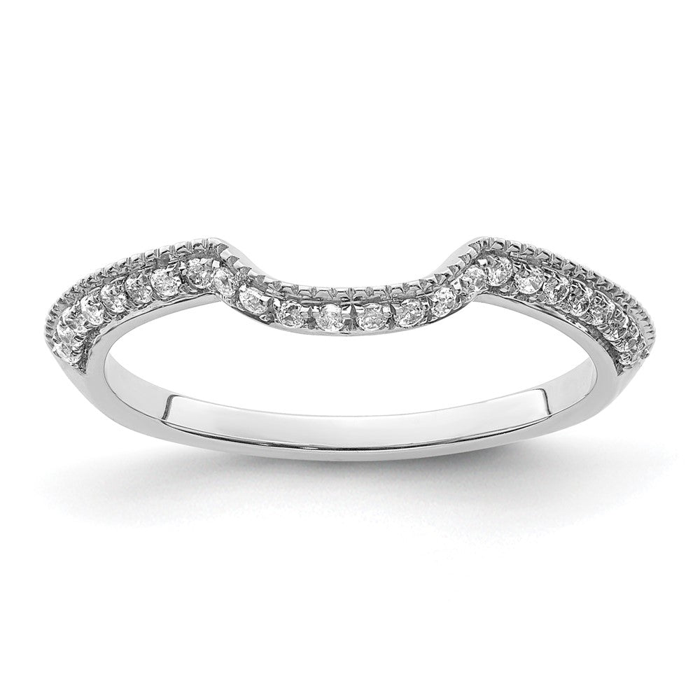 14k White Gold 1/15 carat Diamond Contoured Complete Wedding Band