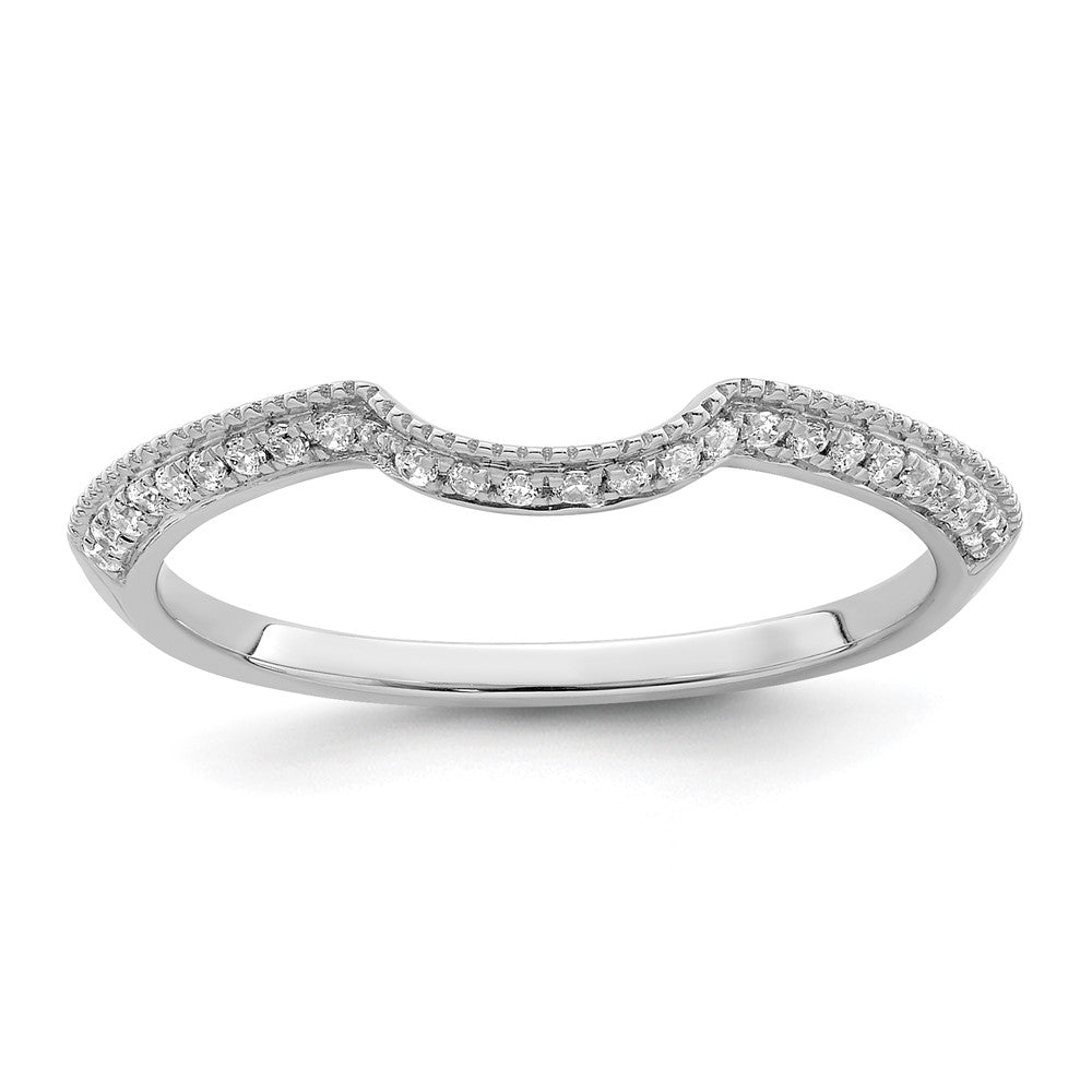 14k White Gold 1/8 carat Diamond Contoured Complete Wedding Band