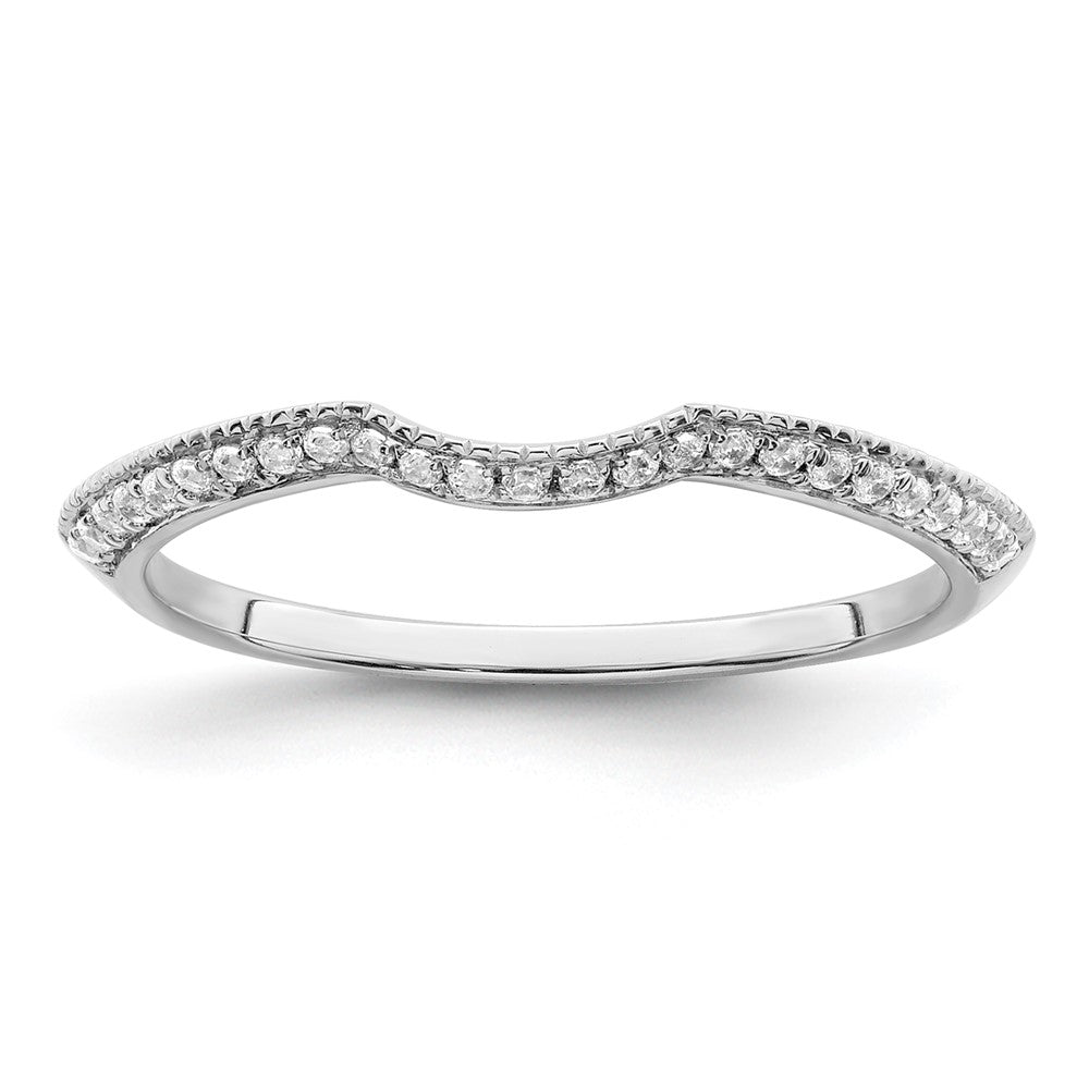 14k White Gold 1/8 carat Diamond Contoured Complete Wedding Band
