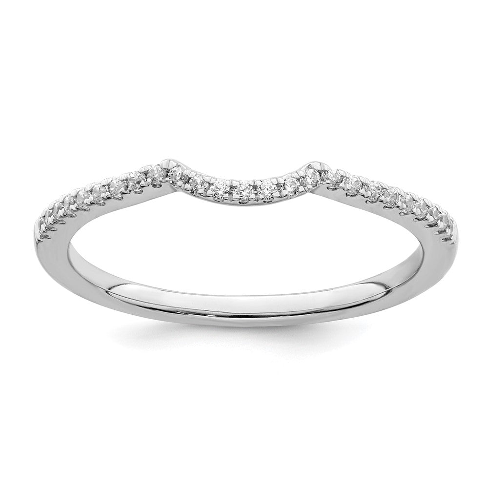 14k White Gold 1/15 carat Diamond Contoured Complete Wedding Band