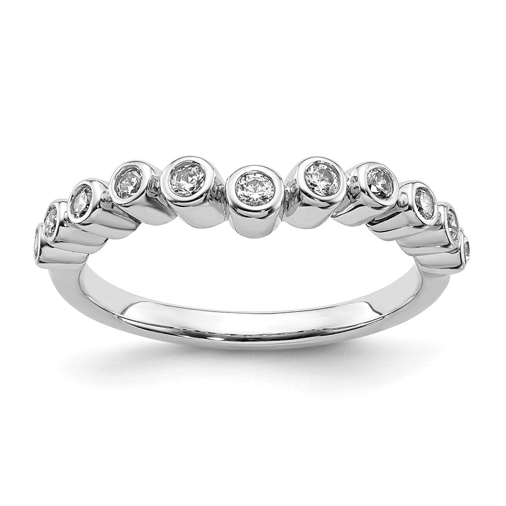 14k White Gold 1/6 carat Diamond Bezel Contoured Complete Wedding Band