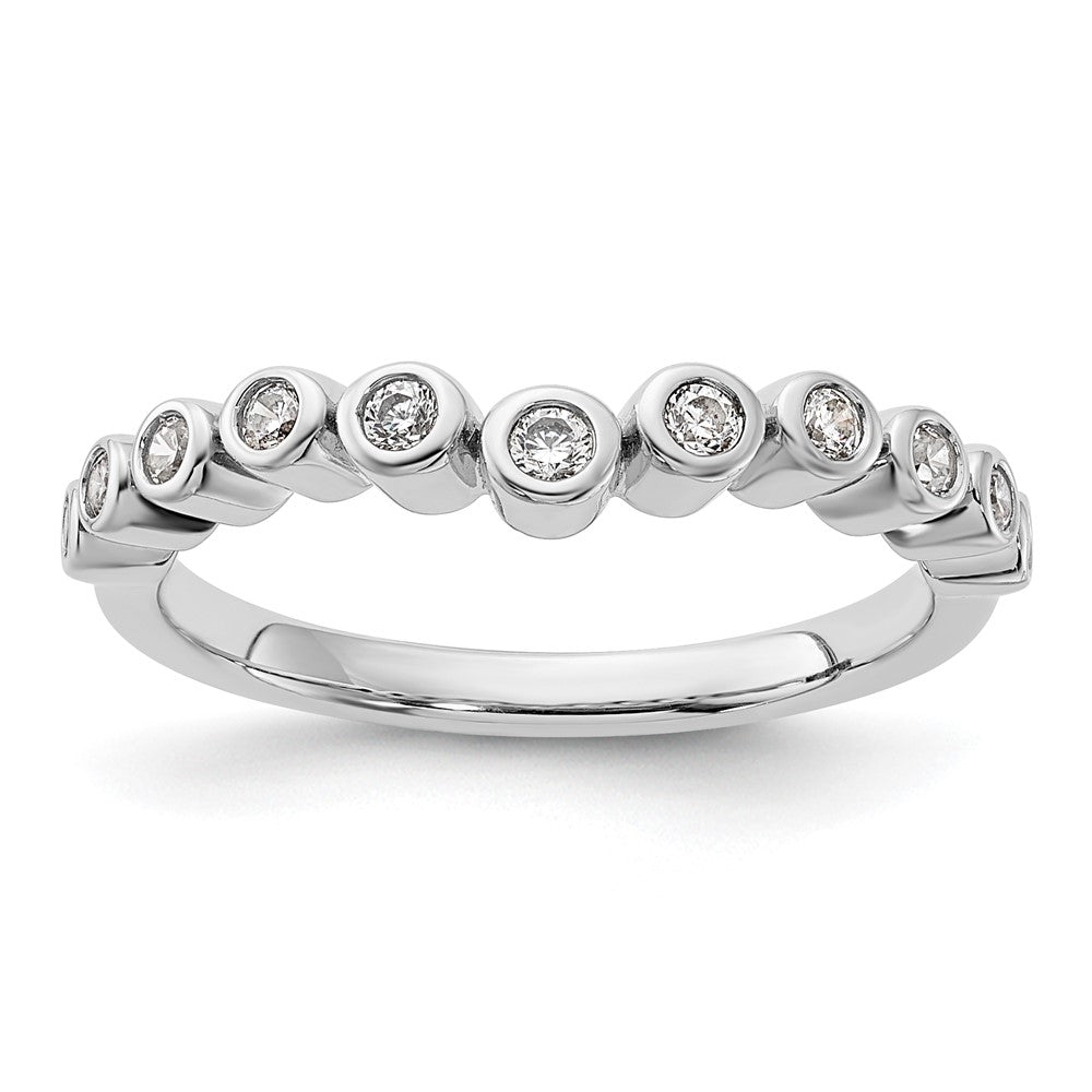 14k White Gold 1/4 carat Diamond Bezel Contoured Complete Wedding Band