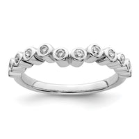 Load image into Gallery viewer, 14k White Gold 1/6 carat Diamond Bezel Contoured Complete Wedding Band
