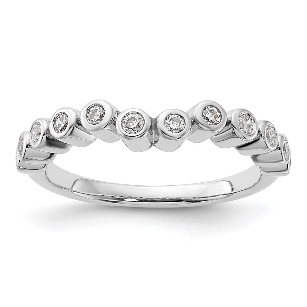 14k White Gold 1/4 carat Diamond Bezel Contoured Complete Wedding Band