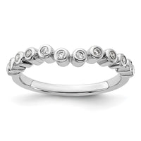 Load image into Gallery viewer, 14k White Gold 1/6 carat Diamond Bezel Contoured Complete Wedding Band
