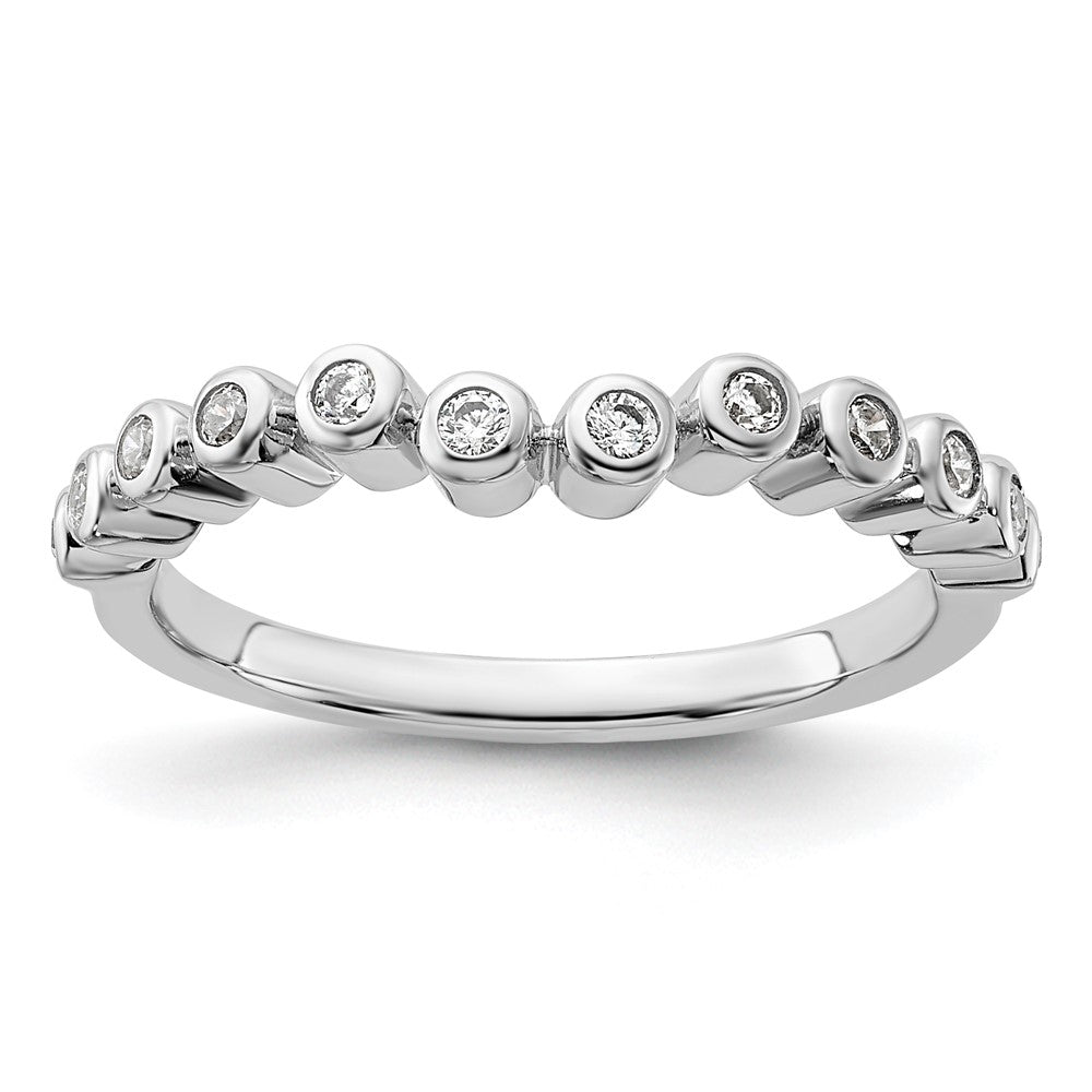 14k White Gold 1/6 carat Diamond Bezel Contoured Complete Wedding Band