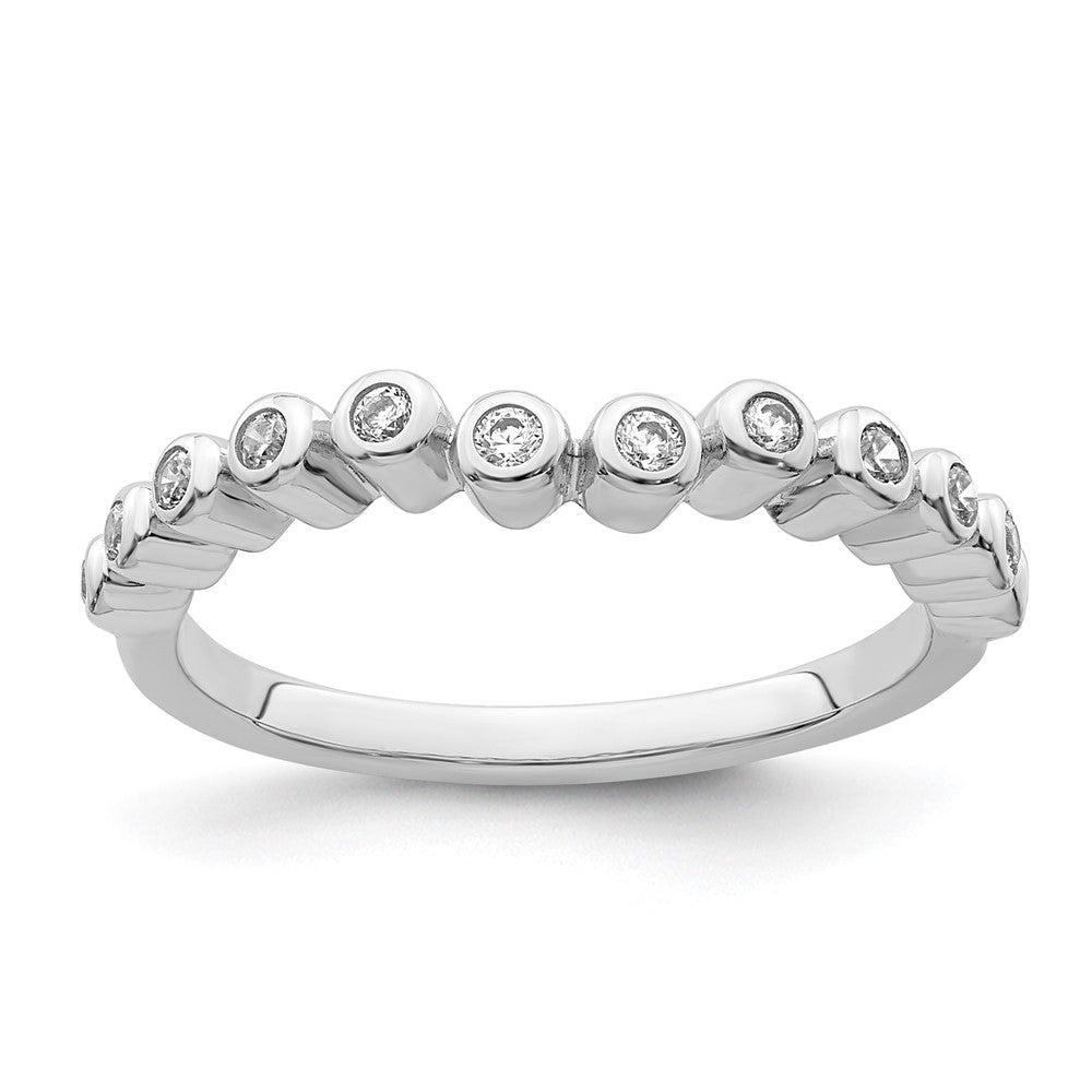 14k White Gold 1/4 carat Diamond Bezel Contoured Complete Wedding Band