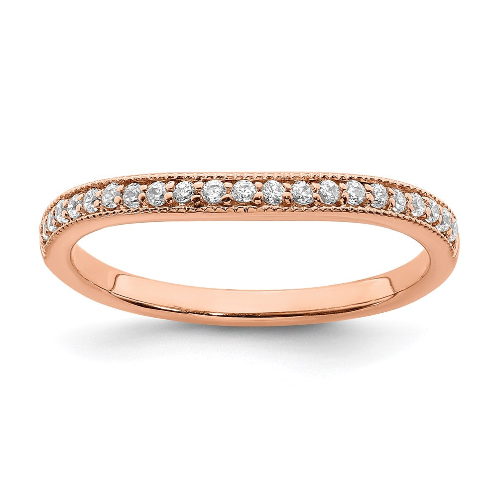 14k Rose Gold 1/8 carat Diamond Contoured Complete Wedding Band