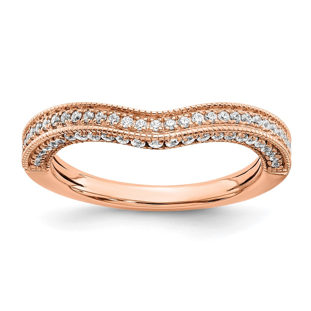 14k Rose Gold 1/3 carat Diamond Contoured Complete Wedding Band