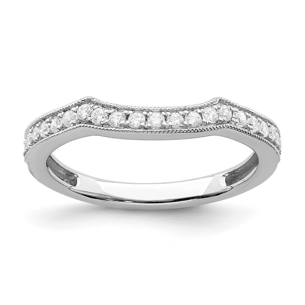 14k White Gold 1/8 carat Diamond Contoured Complete Wedding Band