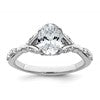 14k White Gold Semi-mount Diamond Oval Center Engagement Ring