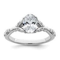 Load image into Gallery viewer, 14k White Gold Semi-mount Diamond Oval Center Engagement Ring
