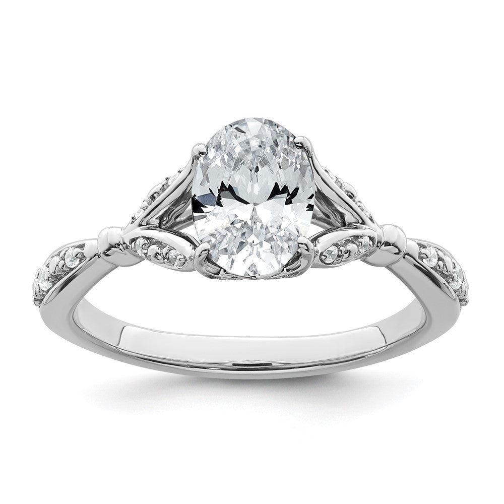 14k White Gold Semi-mount Diamond Oval Center Engagement Ring