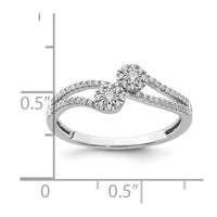 Load image into Gallery viewer, 14k White Gold Polished Double Pave Circle ByPass Ring
