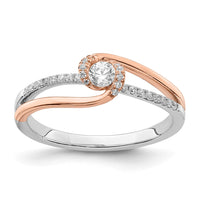Load image into Gallery viewer, 14k Two-tone White &amp; Rose Polished Fancy ByPass Diamond Ring
