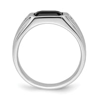 Load image into Gallery viewer, 14k White Gold Polished &amp; Satin Onyx &amp; Diamond Mens Ring
