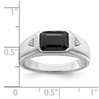 Load image into Gallery viewer, 14k White Gold Polished &amp; Satin Onyx &amp; Diamond Mens Ring
