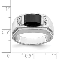 Load image into Gallery viewer, 14k White Gold Polished &amp; Satin Onyx &amp; Diamond Mens Ring
