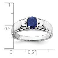 Load image into Gallery viewer, 14k White Polished &amp; Satin Sapphire &amp; Diamond Mens Ring
