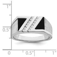 Load image into Gallery viewer, 14k White Gold Polished &amp; Satin Onyx &amp; Diamond Mens Ring
