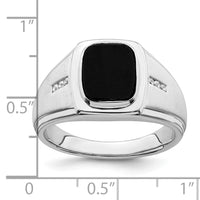 Load image into Gallery viewer, 14k White Gold Polished &amp; Satin Onyx &amp; Diamond Mens Ring

